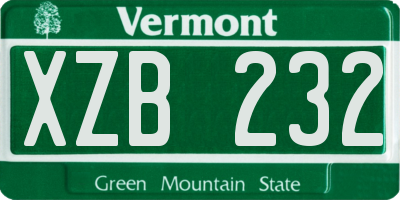 VT license plate XZB232