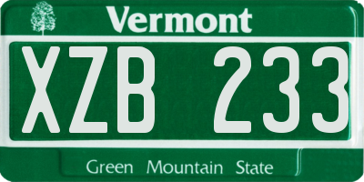 VT license plate XZB233