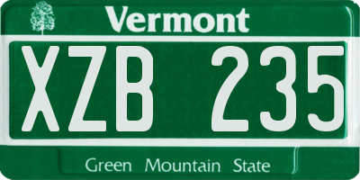 VT license plate XZB235