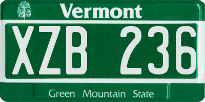 VT license plate XZB236