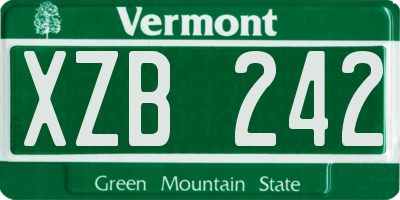 VT license plate XZB242