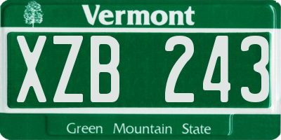 VT license plate XZB243