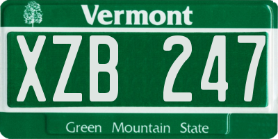 VT license plate XZB247