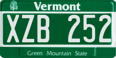VT license plate XZB252