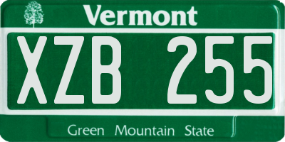 VT license plate XZB255