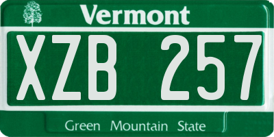 VT license plate XZB257