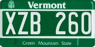 VT license plate XZB260