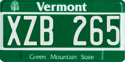 VT license plate XZB265