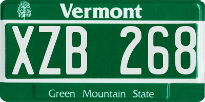 VT license plate XZB268