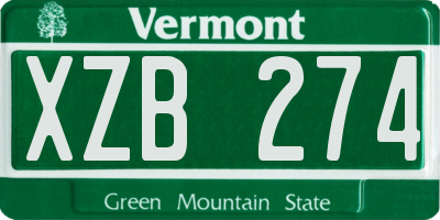 VT license plate XZB274