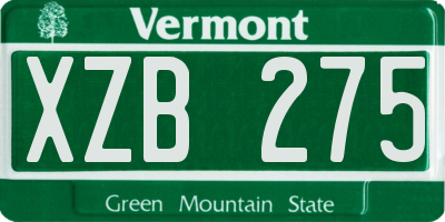 VT license plate XZB275