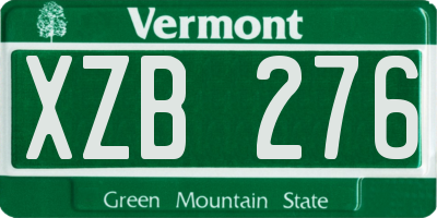 VT license plate XZB276