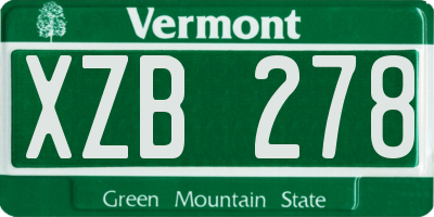 VT license plate XZB278