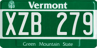 VT license plate XZB279