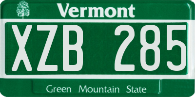 VT license plate XZB285