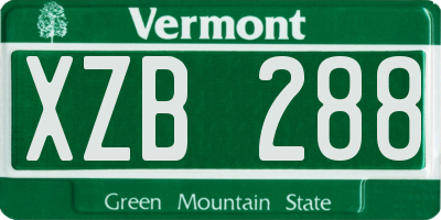 VT license plate XZB288