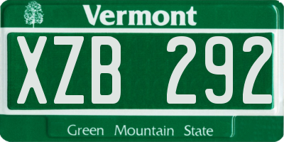VT license plate XZB292
