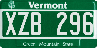 VT license plate XZB296