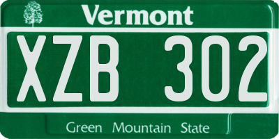 VT license plate XZB302