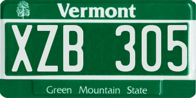 VT license plate XZB305