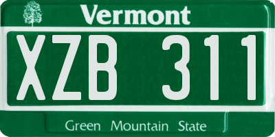 VT license plate XZB311