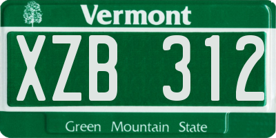VT license plate XZB312