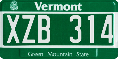 VT license plate XZB314