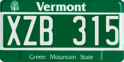 VT license plate XZB315
