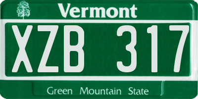VT license plate XZB317