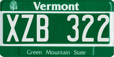 VT license plate XZB322