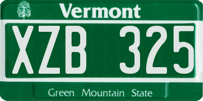VT license plate XZB325