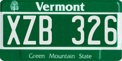 VT license plate XZB326