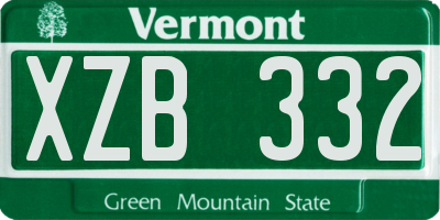 VT license plate XZB332