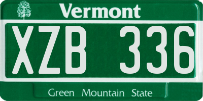 VT license plate XZB336