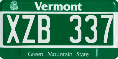 VT license plate XZB337