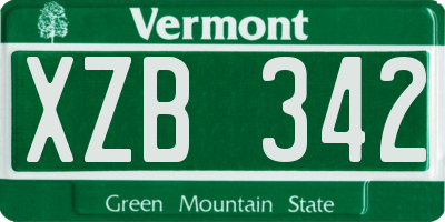 VT license plate XZB342