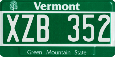 VT license plate XZB352