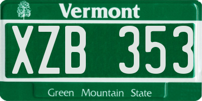 VT license plate XZB353