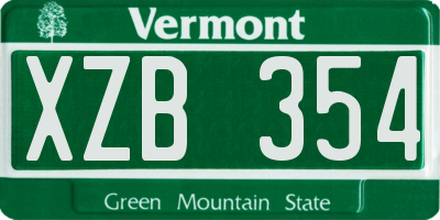 VT license plate XZB354