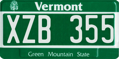VT license plate XZB355