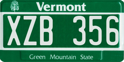 VT license plate XZB356