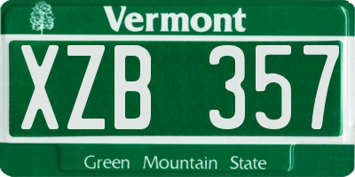 VT license plate XZB357