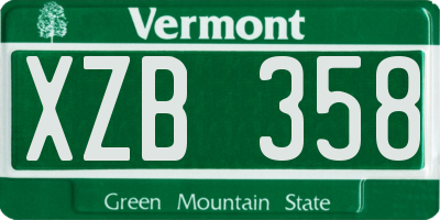 VT license plate XZB358