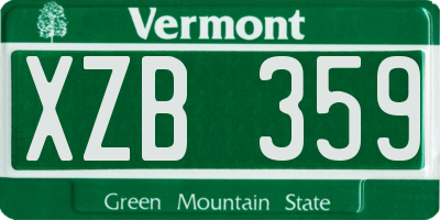 VT license plate XZB359