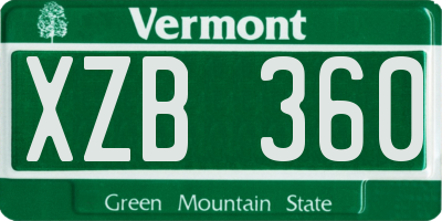 VT license plate XZB360