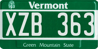 VT license plate XZB363