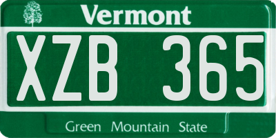 VT license plate XZB365
