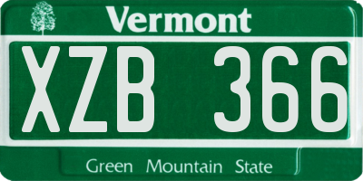 VT license plate XZB366