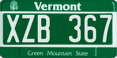 VT license plate XZB367