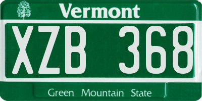VT license plate XZB368